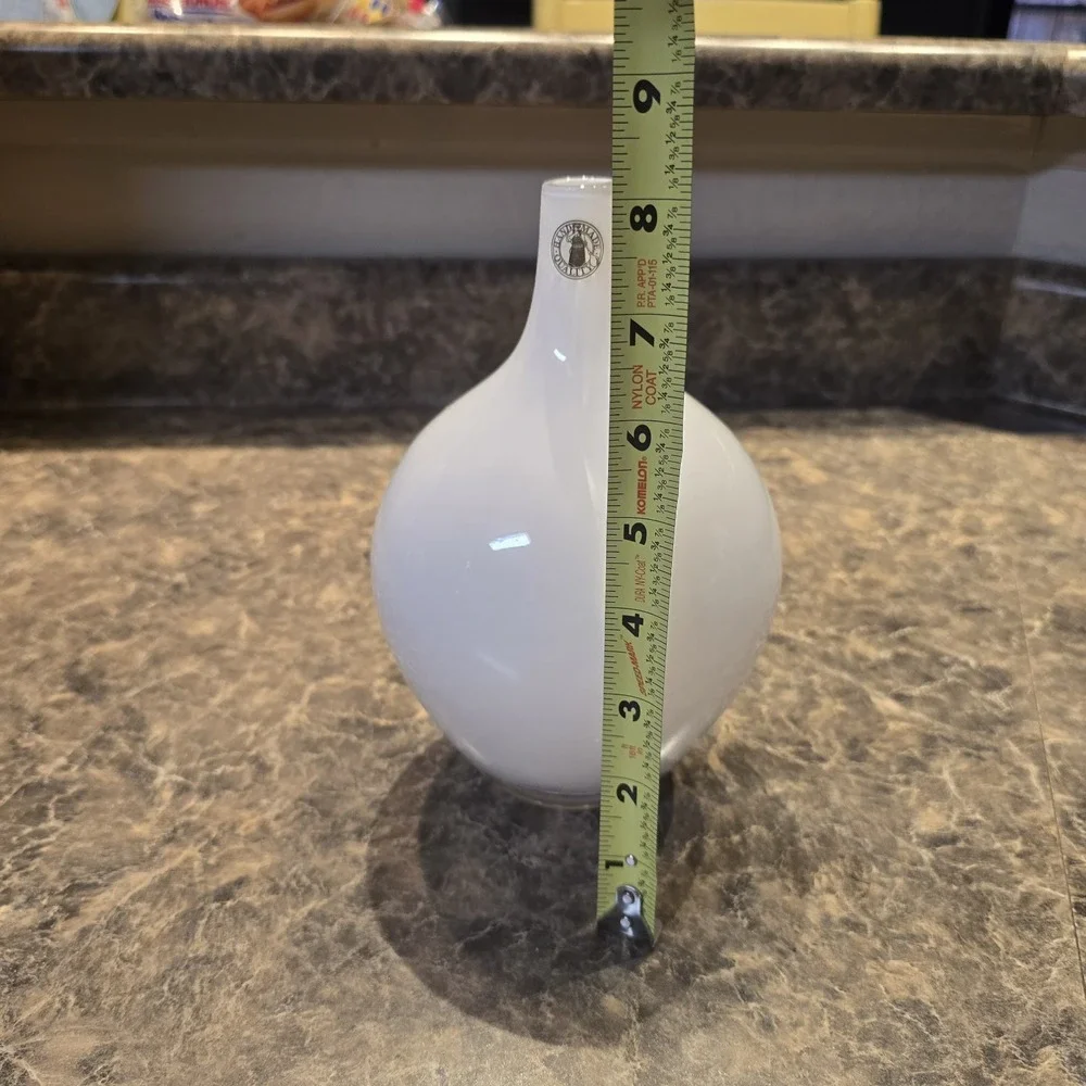 IKEA‎ White Milk Glass Bulbous/ Stem Neck Vase-8.25